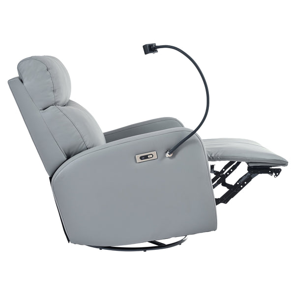 English Elm 270° 270° Power Swivel Recliner Chair with USB Ports, 30° Rocking, 95–150° Recline for Small Spaces Blue Gray W1028S00040