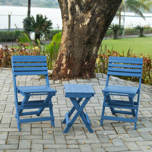 English Elm Riverstone Recycled Hdpe Folding Outdoor Bistro Table Weatherproof Patio Balcony Blue B2745P409703