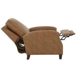 English Elm Jack Faux Leather Manual Recliner with Nailhead Trim and Solid Wood Tapered Legs B050P229966