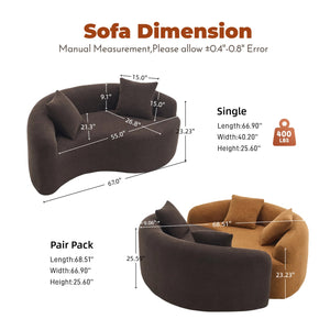 English Elm LY-042 Ergonomic Dual-Depth Loveseat Sofa, Brown Chenille, Zen Modular Design, 400 lb Capacity W2231P329732