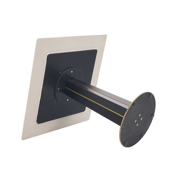 English Elm Modern Square Negotiation Table - Elegant White Sintered Stone Top With Black Legs & Gold Base W1535S00589