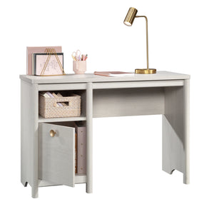 English Elm Desk, Modern White Finish With Spacious Top And Hidden Storage For Home Office And Gaming Use B356P402784
