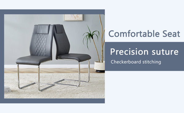 English Elm Table And Chair Set - Luxurious Black Marble-Patterned Top With Stylish Stainless Steel Legs & 4 Pu Chairs W1151S01961-GIGA