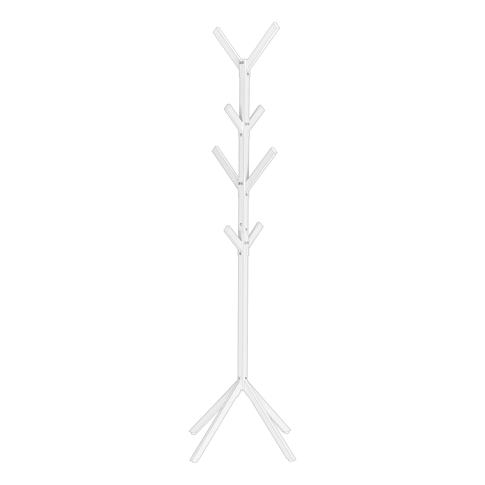 English Elm Coat 4-Tier Free-Standing Hall Tree with 8 Hooks and Sturdy 4-Prong Base for Entryway Organization and Style White 30 L x 9 W x 2 H B2710P218924