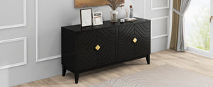 English Elm Christopher Knight Home® - 4-Door Elegant Sideboard Storage Cabinet With Gold Handles - Modern Black Design For Living & Dining N759P192449B