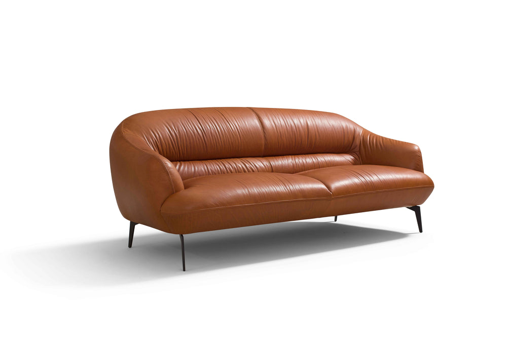 English Elm Leonia Cognac Leather Sofa — Italian-Made Tight Back, Full-Foam Seating, Metal Legs, 81" Wide Elegance B2726P285351