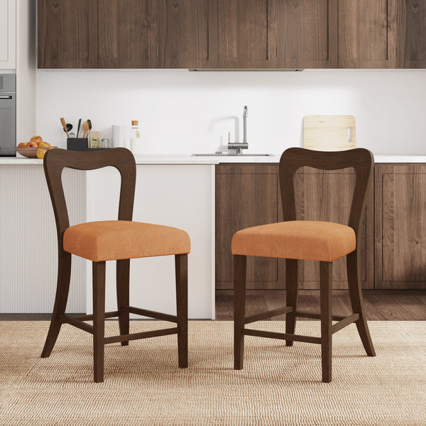 English Elm Christopher Knight Home® - Counter Stool with Curved Ergonomic Back, Solid Rubberwood Frame and Plush Upholstered Seat for Comfort Caramel,Walnut N771P254008W