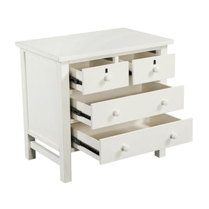 English Elm Georgina Distressed 4-Drawer Nightstand with French Dovetail Drawers and Decorative Faux Keyholes, 32" Antique White B050P376953