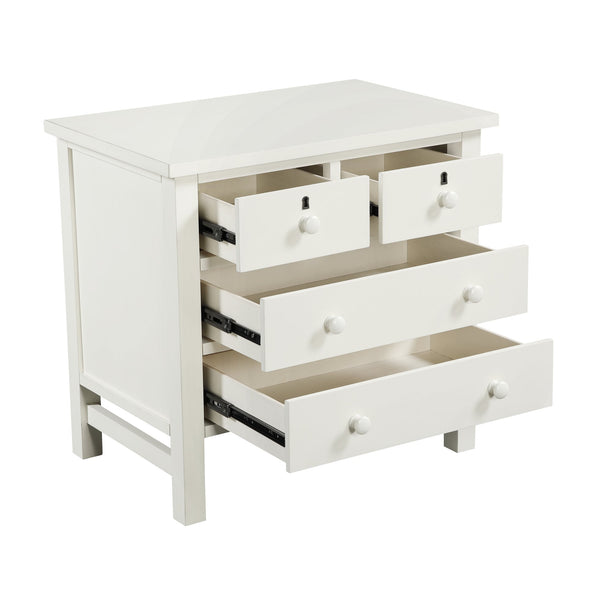English Elm Georgina Distressed 4-Drawer Nightstand with French Dovetail Drawers and Decorative Faux Keyholes, 32" Antique White B050P376953