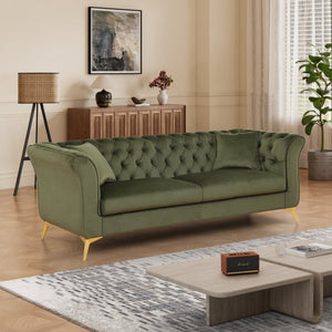 English Elm 102 Inch Linen Modular Sectional Sofa with Hidden Storage and Cloud Cushion Comfort Green W1099S00174
