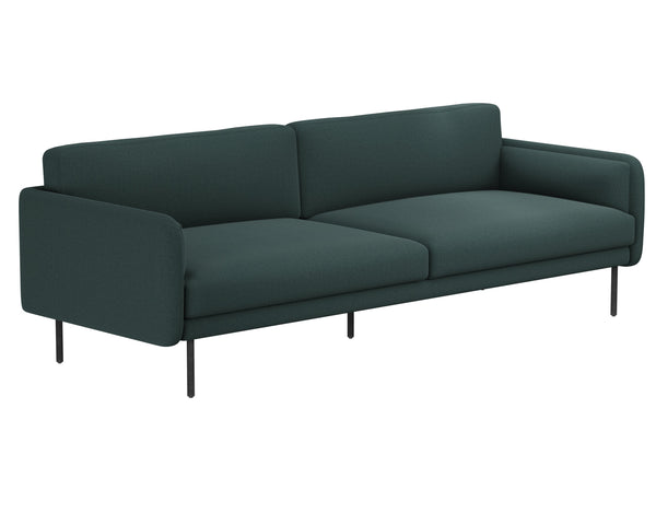Sunpan Luella Sofa - Classic Mid-Century Design with Generously Cushioned Seating and Black Metal Legs Mina Pine