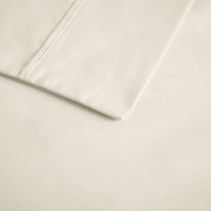 English Elm 4-piece Queen Sateen Cotton Blend Sheet Set for Cool Breathable Sleep Year Round Ivory B035P437441