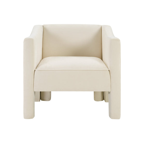 English Elm Modern Barrel Accent Chair Chenille Upholstered Wraparound Armchair for Any Room Beige N763P336531A