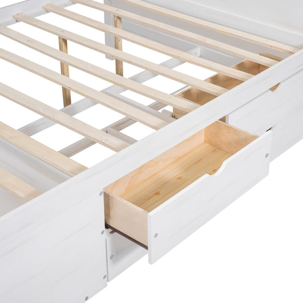 English Elm Full Size Daybed with Storage Drawers Open Shelves Low Profile Contemporary Frame White LP102023AAK-1