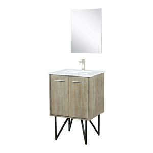English Elm Rustic Acacia Bath Vanity Set With White Quartz Top, Brushed Nickel Faucet & 18" Mirror - Perfect For Small Spaces! B2731S01923-GIGA