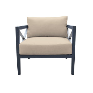 English Elm Cendrix 4-Piece Outdoor Aluminum Patio Set in Dark Gray with Taupe Cushions – Weatherproof Comfort B2736S00020