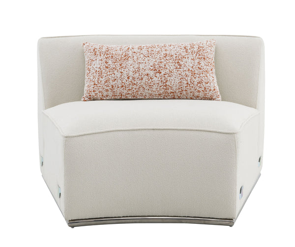 English Elm Sahara Beige Boucle Sectional Sofa with 3 Pillows — Modern Stainless Steel Base, Pocket Coil Comfort and Durable Wood Frame B2726S00249