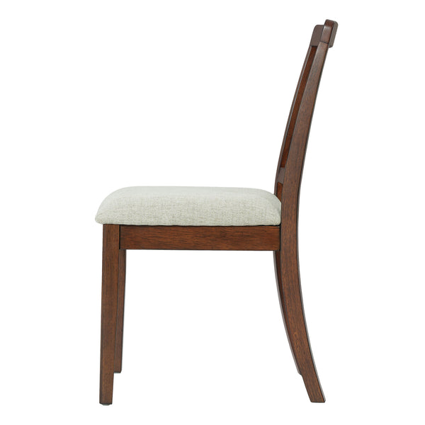 English Elm 2-piece Scandinavian Rubberwood Dining Chair Set with Curved Backrest and Padded Fabric Seat Brown N752P405934D