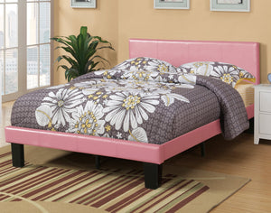 English Elm Simple Modern Faux Leather Upholstered Full Bed with Sturdy Wooden Slats, Streamlined Headboard Design for Comfortable Sleep and Durable Support Espresso,Pink 45 L x 29 W x 4 H B011P396732