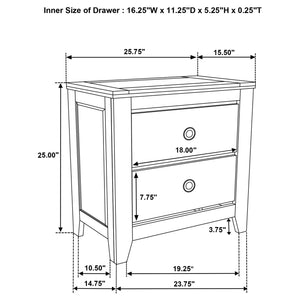 English Elm 2-drawer White Gloss Nightstand with Usb Charging Ports and Geometric Drawer Fronts B016P453621