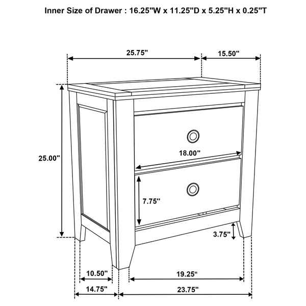 English Elm 2-drawer White Gloss Nightstand with Usb Charging Ports and Geometric Drawer Fronts B016P453621