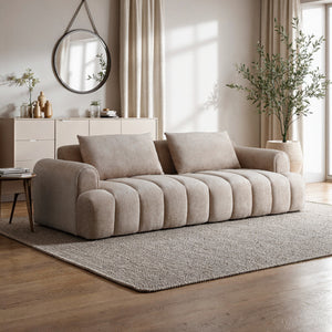 English Elm Modern Chenille Velvet Sectional Sofa Tufted Arc Design for Living Room Apartment W2664S00003