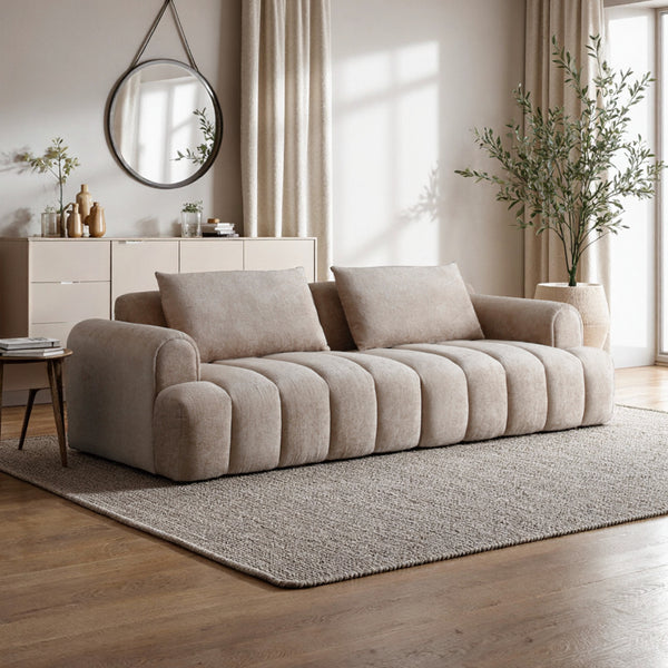 English Elm Modern Chenille Velvet Sectional Sofa Tufted Arc Design for Living Room Apartment W2664S00003