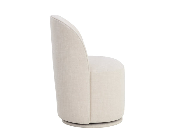 Sunpan CAVOLI Swivel Dining Chair - Modern Elegance in Effie Linen with Smooth Swivel Base for Comfort Cream 109916V