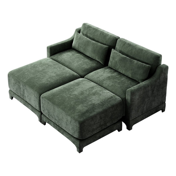 English Elm Two Chenille Sofa With Ottoman & Lumbar Pillows - Ergonomic, Stylish Design For Cozy Living Spaces W714S01215-GIGA