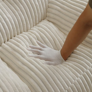 English Elm Giant Plush Bean Bag Chair with Armrests and Footstool for Ultimate Comfort, Durable Corduroy Lounge Sofa Beige W1117P309390