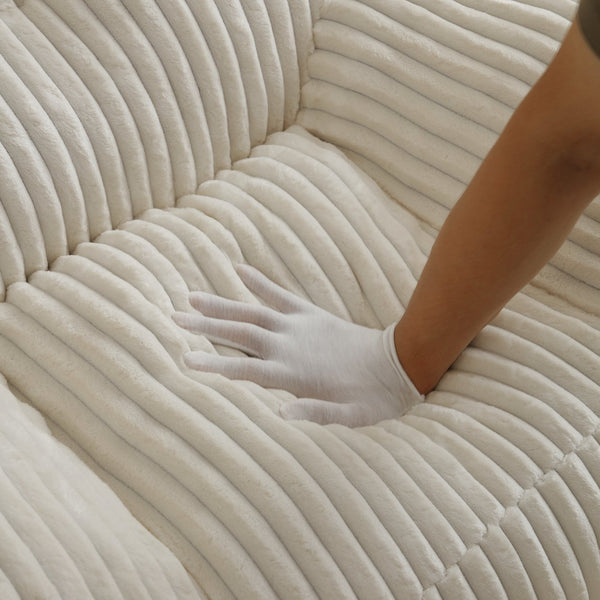 English Elm Giant Plush Bean Bag Chair with Armrests and Footstool for Ultimate Comfort, Durable Corduroy Lounge Sofa Beige W1117P309390