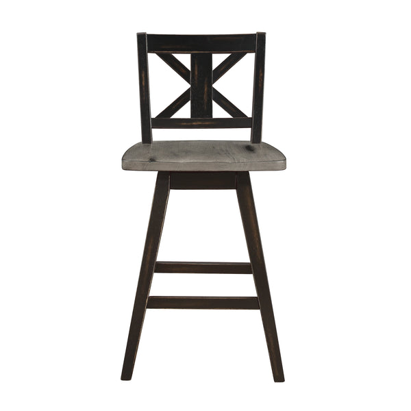 English Elm Counter Height Chairs Set Of 2 - Black X-Back Swivel Dining Chairs For Rustic Kitchen Comfort B011P194598