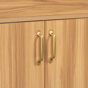 English Elm 36" Wood Bathroom Vanity with Solid Frame, Gold Handles, 3 Soft-Close Drawers & 2 Doors, Spacious Countertop N729P204176N