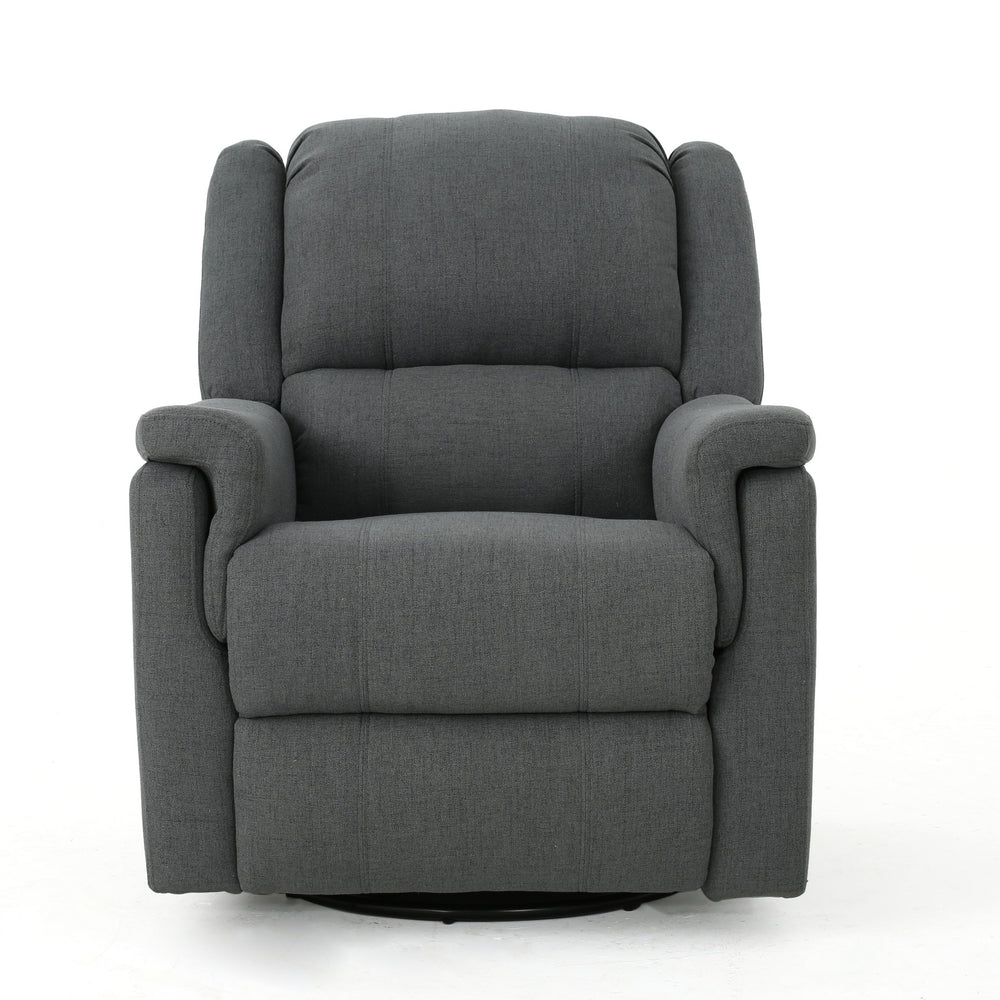 English Elm Christopher Knight Home® - Charcoal Glider Recliner Swivel Chair - Compact Manual Reclining Fabric Seat, Plush Ergonomic Comfort 61368.00CCL