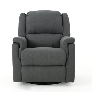 English Elm Christopher Knight Home® - Charcoal Glider Recliner Swivel Chair - Compact Manual Reclining Fabric Seat, Plush Ergonomic Comfort 61368.00CCL