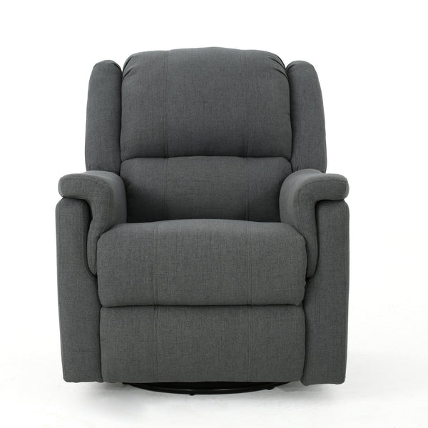 English Elm Christopher Knight Home® - Charcoal Glider Recliner Swivel Chair - Compact Manual Reclining Fabric Seat, Plush Ergonomic Comfort 61368.00CCL