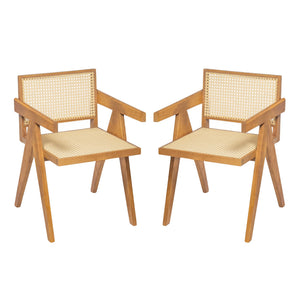 English Elm Christopher Knight Home® - Chandigarh Arm Dining Chair Set Of 2 - Elegant Natural Rattan With Sturdy Rubberwood Frame N768P241395N