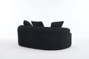 English Elm LY-025S Black Curved Loveseat — Chenille Velvet, 30D Foam & Spring Comfort, No Assembly, 65" Compact Sofa with 3 Pillows W2231P329643