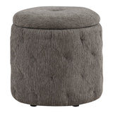 OSP Home Furnishings Erindale Round Storage Ottoman Stone