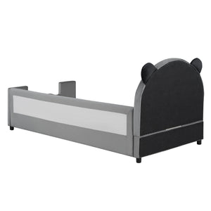 English Elm Twin Velvet Daybed Bear Headboard Hydraulic Storage Kids Bedroom Frame Gray SF000129AAE