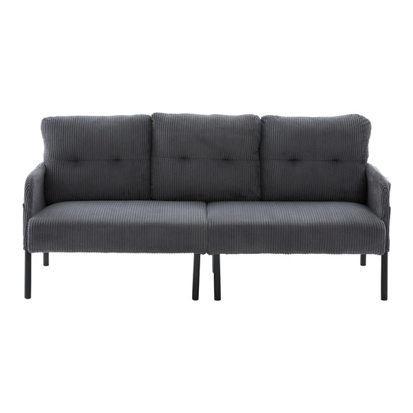 English Elm United We Win Corduroy Loveseat Plush Ergonomic Sofa with Spring Support Metal Legs Carbon Gray W1568P410050