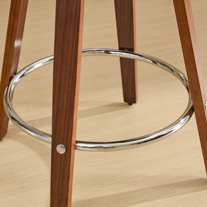 English Elm Bar Stools Set of 2 Mid-century Swivel Walnut Wood Frame with Cushioned Seat Beige W1143P173432