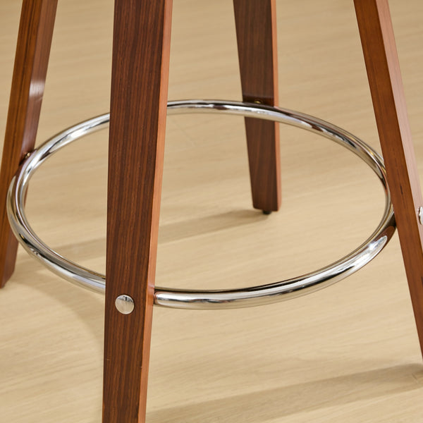 English Elm Bar Stools Set of 2 Mid-century Swivel Walnut Wood Frame with Cushioned Seat Beige W1143P173432