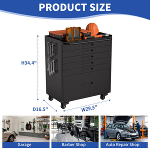 English Elm 34.3" Rolling Steel Tool Cabinet with 3 Drawers Lockable Doors and Pegboard Side Panels T2398P442673