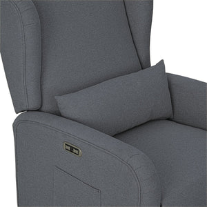 JLA Home Madison Park - Power Candace Recliner offers 3-in-1 power recline, 270° swivel & glider, USB/USB‑C charging, lumbar support, spill-resistant upholstery, side pocket, sturdy wood frame, tool-free setup for living rooms, nurseries, home offices Grey MP103-1285
