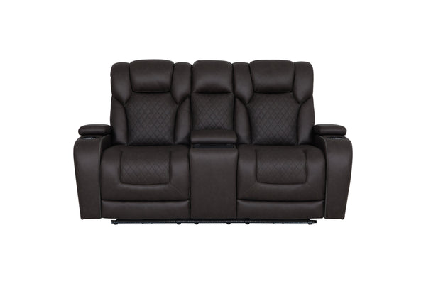 English Elm Wendell Power Reclining Microfiber Loveseat with Led Lighting and Wireless Charging Console B2726P435901