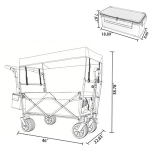 English Elm With Canopy and Steel Frame Collapsible Wagon All-terrain Heavy Duty Outdoor Cart Purple W2932P326775