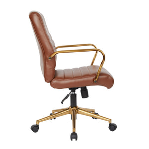 OSP Home Furnishings Baldwin Mid-Back Faux Leather Chair Saddle