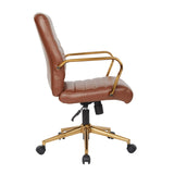 OSP Home Furnishings Baldwin Mid-Back Faux Leather Chair Saddle