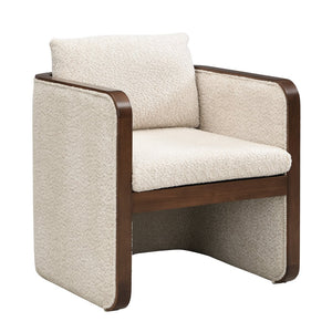 English Elm 25.25" Boucle Upholstered Accent Dining Chairs Mid-century Rubberwood Frame Set of 2 Almond,Walnut N771P392217V